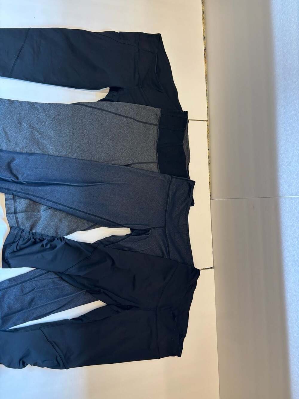 Lot of 4 Lululemon Athletic Crop Leggings - Black, Charcoal, and Heathered Gym P